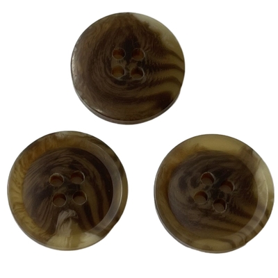 Resin Ramah Lingkungan Polyester Tombol Tanduk Palsu Dalam 22L Coklat Tua 4 Lubang