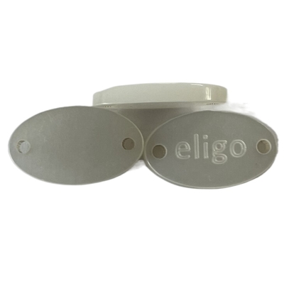 Desain Lencana Ellipse Fancy Plastic Buttons Off Warna Putih Dengan Logo Menjahit Jenis Kustom