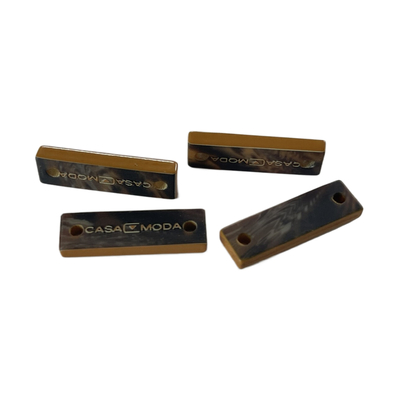 Rectangle Badge Desgin Fancy Plastic Buttons Engraved Logo Menjahit Pada Jenis Bahan DIY