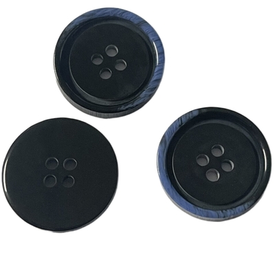 Jahit Plastik Diy Resin Tombol Dengan Faux Tanduk Setengah Biru Rim Kapur Kembali Di 32L 4 Lubang