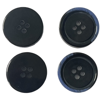 Jahit Plastik Diy Resin Tombol Dengan Faux Tanduk Setengah Biru Rim Kapur Kembali Di 32L 4 Lubang
