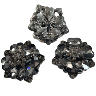 40L Fancy Metal Shank Buttons 2.3g Dengan Faux Crystal Use Plastic Flower Buttons