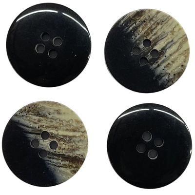 Faux Marmer Polyester Buttons 4 Lubang Hitam 30L Digunakan Untuk Mantel Sweater