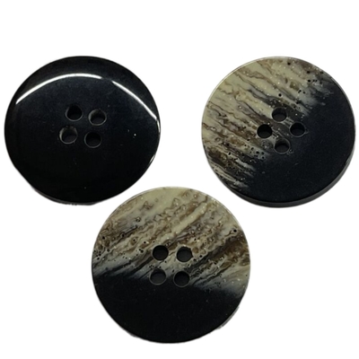 Faux Marmer Polyester Buttons 4 Lubang Hitam 30L Digunakan Untuk Mantel Sweater