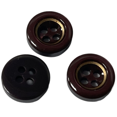 Silked Print Golden Rim Plastic Resin Buttons Di Tengah Untuk Menjahit Kemeja Blus