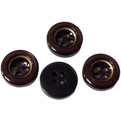 Silked Print Golden Rim Plastic Resin Buttons Di Tengah Untuk Menjahit Kemeja Blus