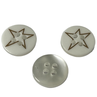 Faux Pearl 20mm Resin Buttons Sil Ked Print Gold Star Digunakan Pada Pakaian Blus