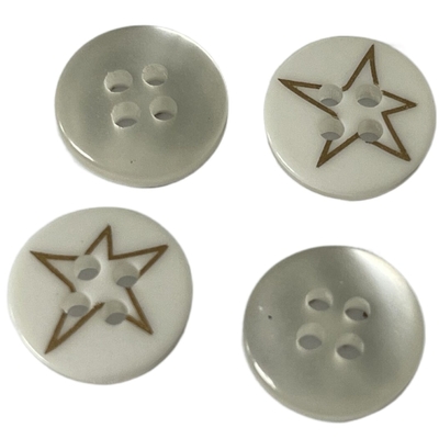 Faux Pearl 20mm Resin Buttons Sil Ked Print Gold Star Digunakan Pada Pakaian Blus