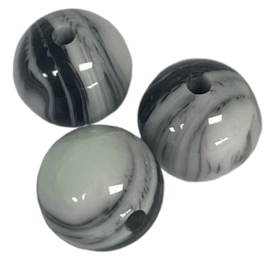 Satu Lubang Fancy Resin Bead Buttons Efek Marmer Bulat 10mm untuk Pakaian
