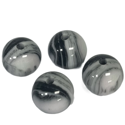 Satu Lubang Fancy Resin Bead Buttons Efek Marmer Bulat 10mm untuk Pakaian