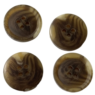 Resin Ramah Lingkungan Polyester Tombol Tanduk Palsu Dalam 22L Coklat Tua 4 Lubang